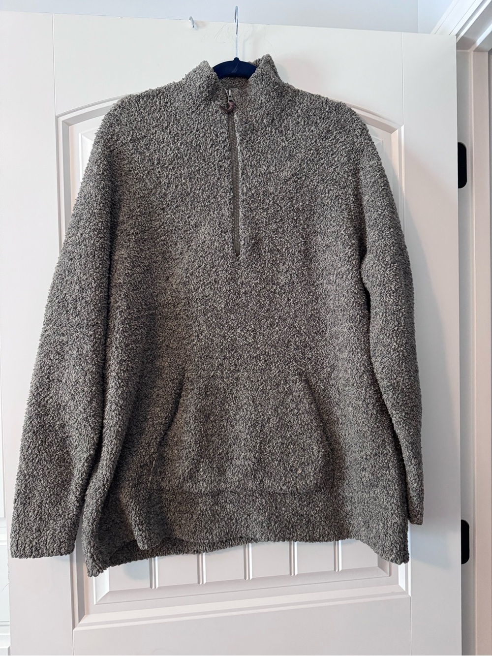 Women's  Olive Green Sherpa Quarter‑Zip Sweater